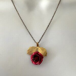 RED ROSE NECKLACE VINTAGE